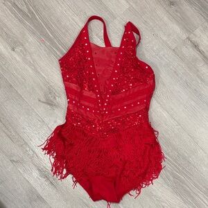 Red Sequin Fringe Performance Leotard